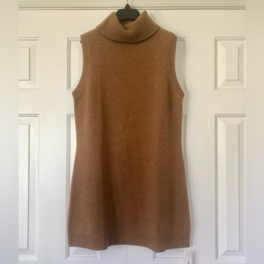 NWT! Reformation Holland Cashmere Turtleneck Sweater Dress, in Camel, Size XL